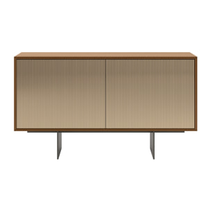 MADIA VESIRA CANNETE 2 ANTE - STRUTTURA NOCE CANALETTO, GRIGIO CARBONE, ANTA SPECCHIO BRONZATO