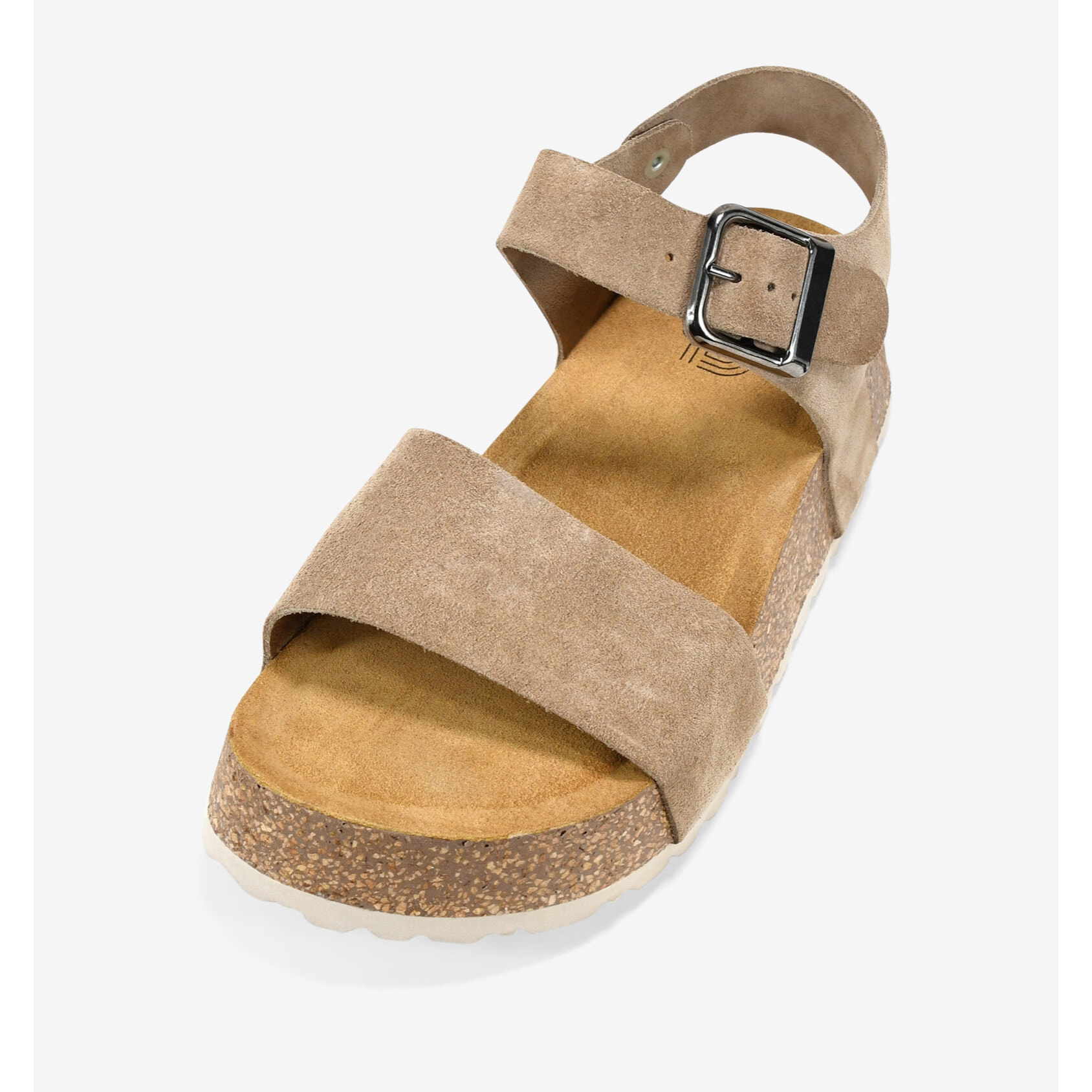 Sandalias de cuña marrones en piel con cuña