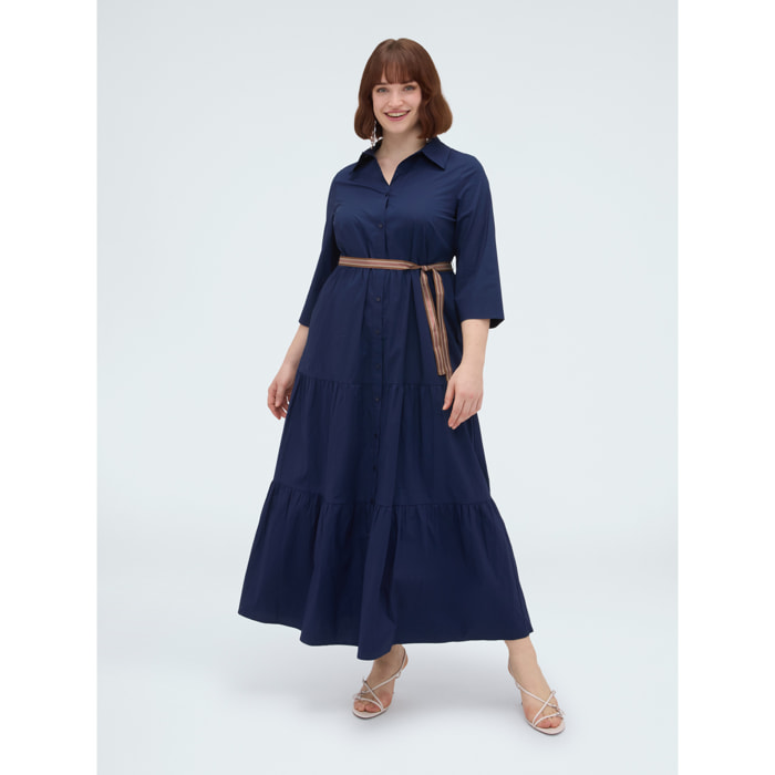 Fiorella Rubino - Vestido camisero Power en viscosa - Azul