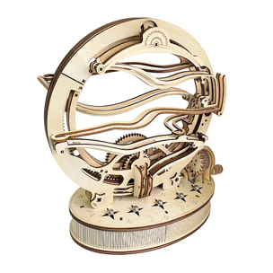 Maqueta de Madera 3D, con movimiento mecánico diseño de Volteador Orbital Mecánico con Manivela. 236 piezas.