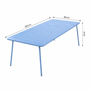 EVORA Table de jardin 8/10 places 200cm bleu