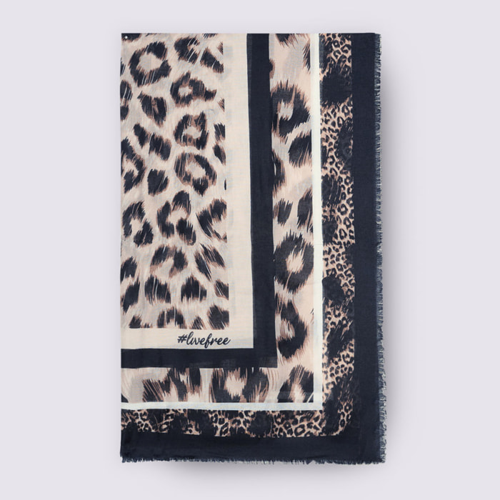 Fiorella Rubino - Foulard lungo con stampa animalier - Marrone