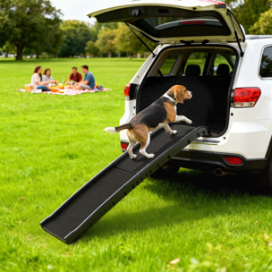 Rampe pliable chien surface antidérapante 155x38x15cm plastique noir