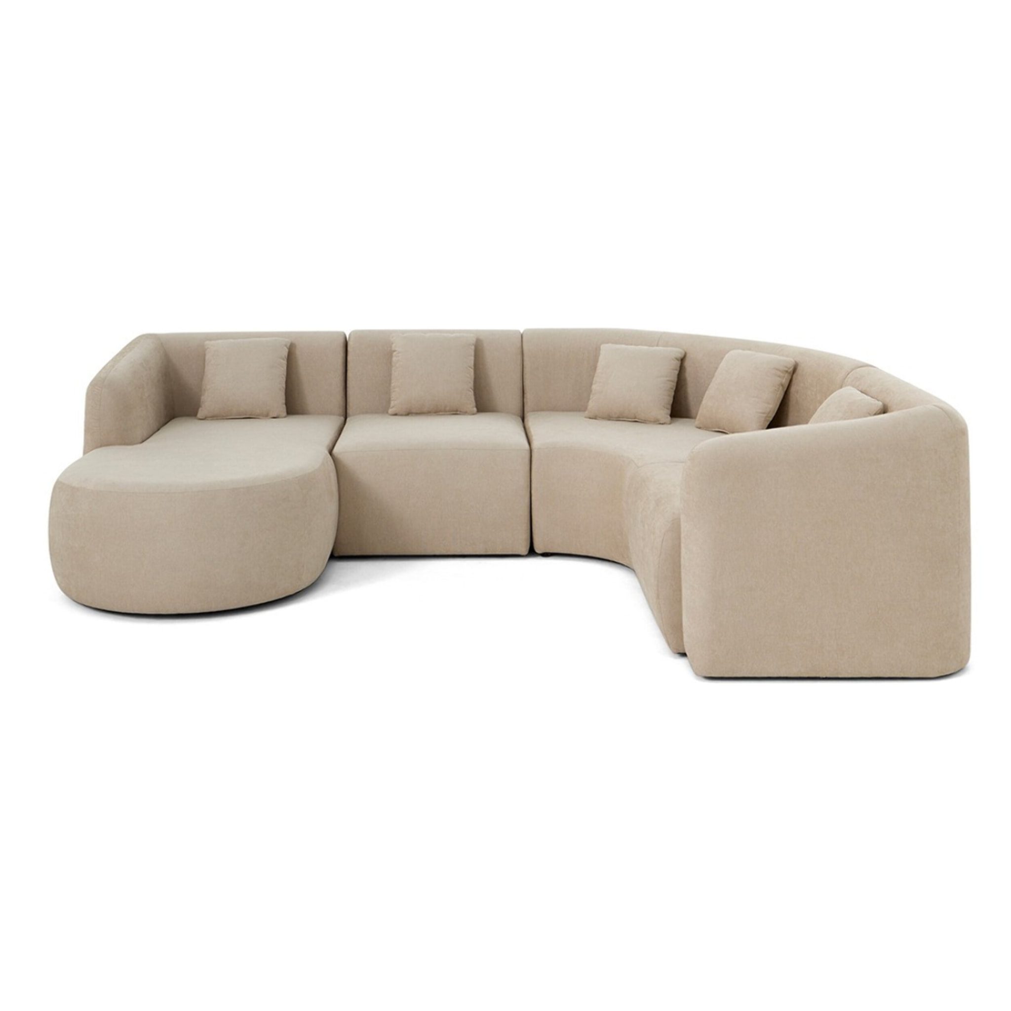 Ikare - canapé modulable d'angle gauche - 5 places - avec méridienne - en tissu - Beige