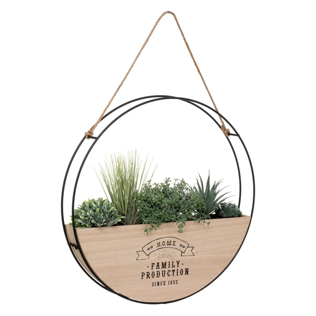 Plante artificielle suspendue "Krista" en bois et métal D44cm