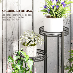 Soporte para Plantas de 4 Niveles Estantería para Plantas para Esquina Soporte de Acero Soporte para Macetas Interior y Exterior 25x25x80 cm Negro