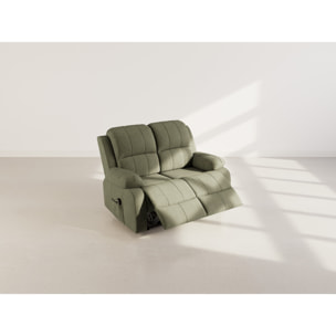 Armand - Canapé 2 places relax électrique en velours côtelé - Vert