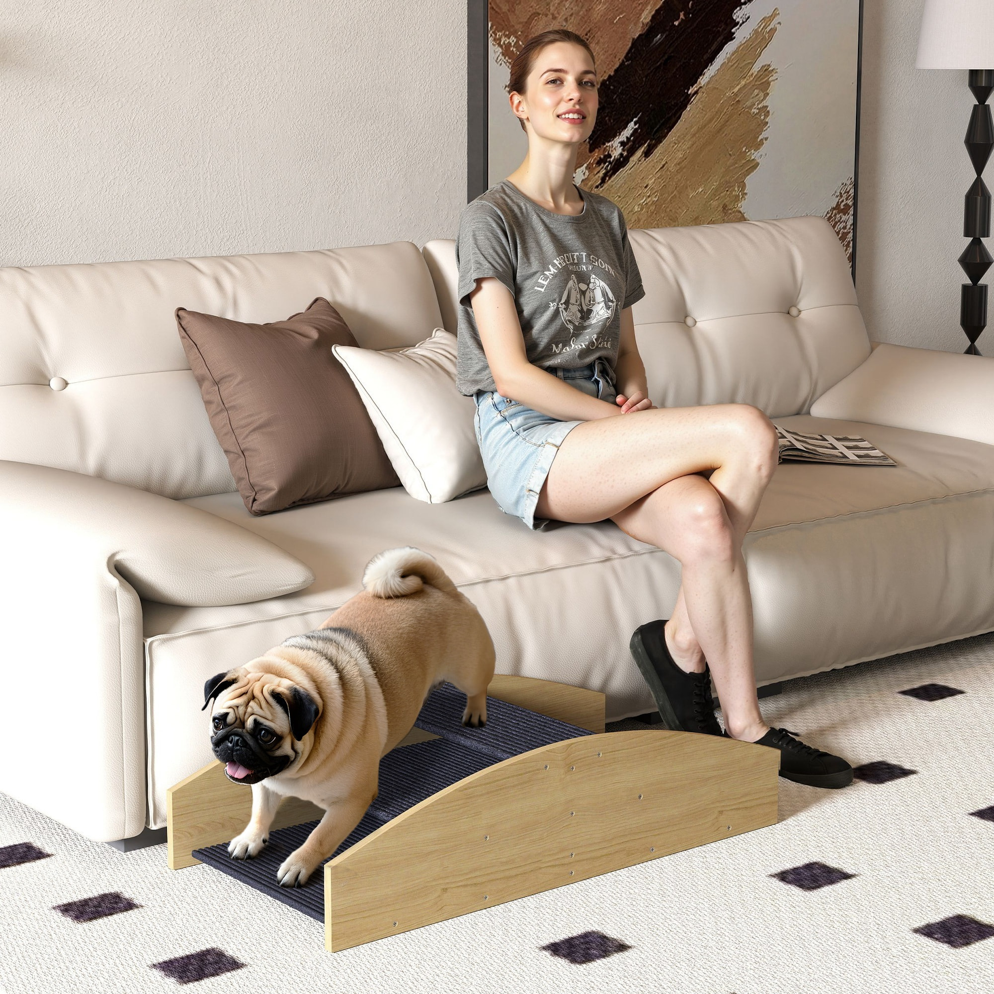 Bascule chien agility réversible escalier 2 en 1 bois