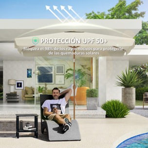 Sombrilla de Terraza Exterior 300x200 cm Parasol de Terraza Exterior con Ángulo Ajustable Mástil de Aluminio Manivela y Protección UV 50+ Sombrilla para Jardín Patio Beige