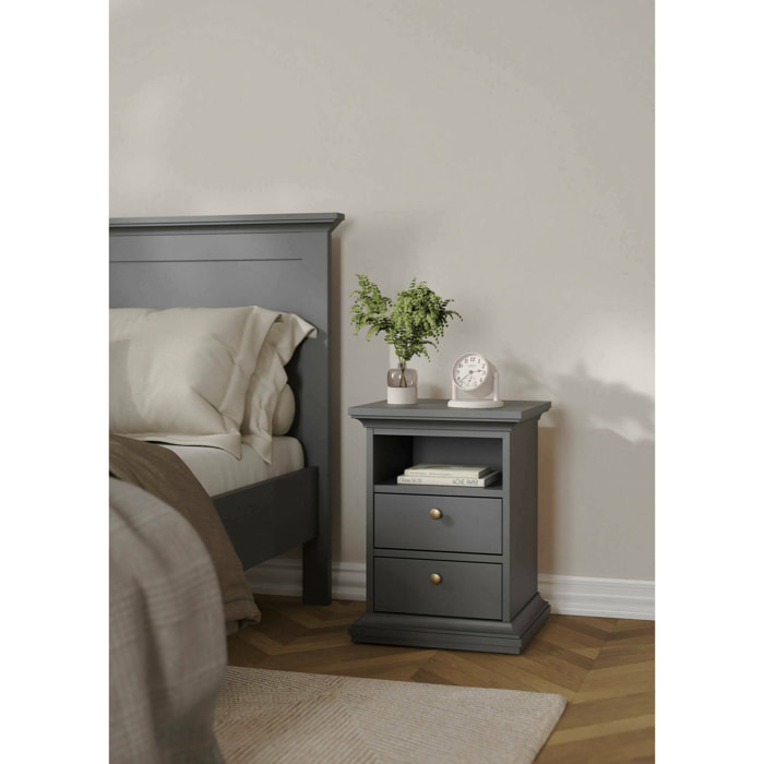 Comodino Alichin, Comò basso, Tavolino da notte, Mensola da letto, 44x40 h59 cm, Grigio
