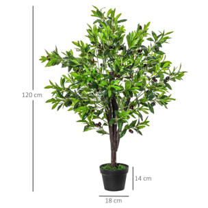 Outsunny Arbre artificiel olivier plante artificiel hauteur 1,2 m tronc branches lichen feuilles grand réalisme pot inclus
