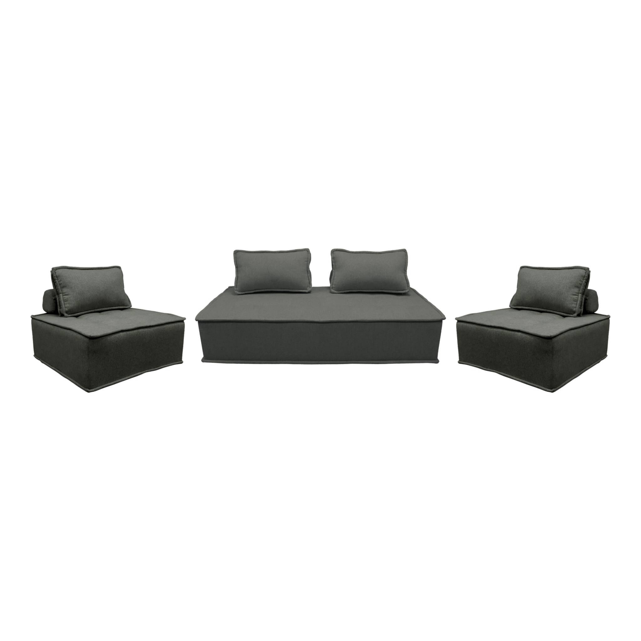 Ensemble chauffeuses DAO pour canapé modulable en tissu capitonné 4 places gris foncé