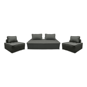 Ensemble chauffeuses DAO pour canapé modulable en tissu capitonné 4 places gris foncé