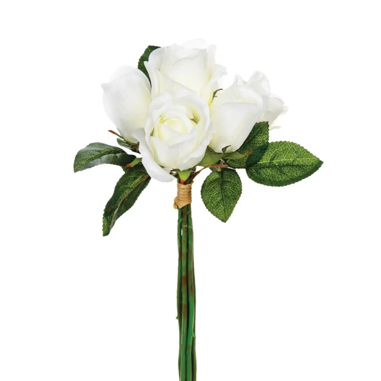Bouquet de 7 roses artificielles blanc H30cm