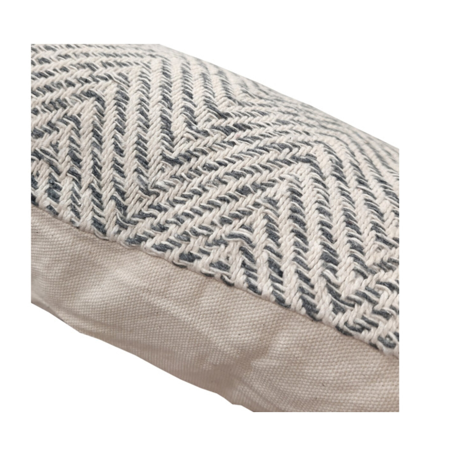 Coussin en coton brodé carré 40 x 40 cm motifs chevrons gris - BROKE