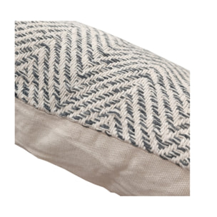Coussin en coton brodé carré 40 x 40 cm motifs chevrons gris - BROKE