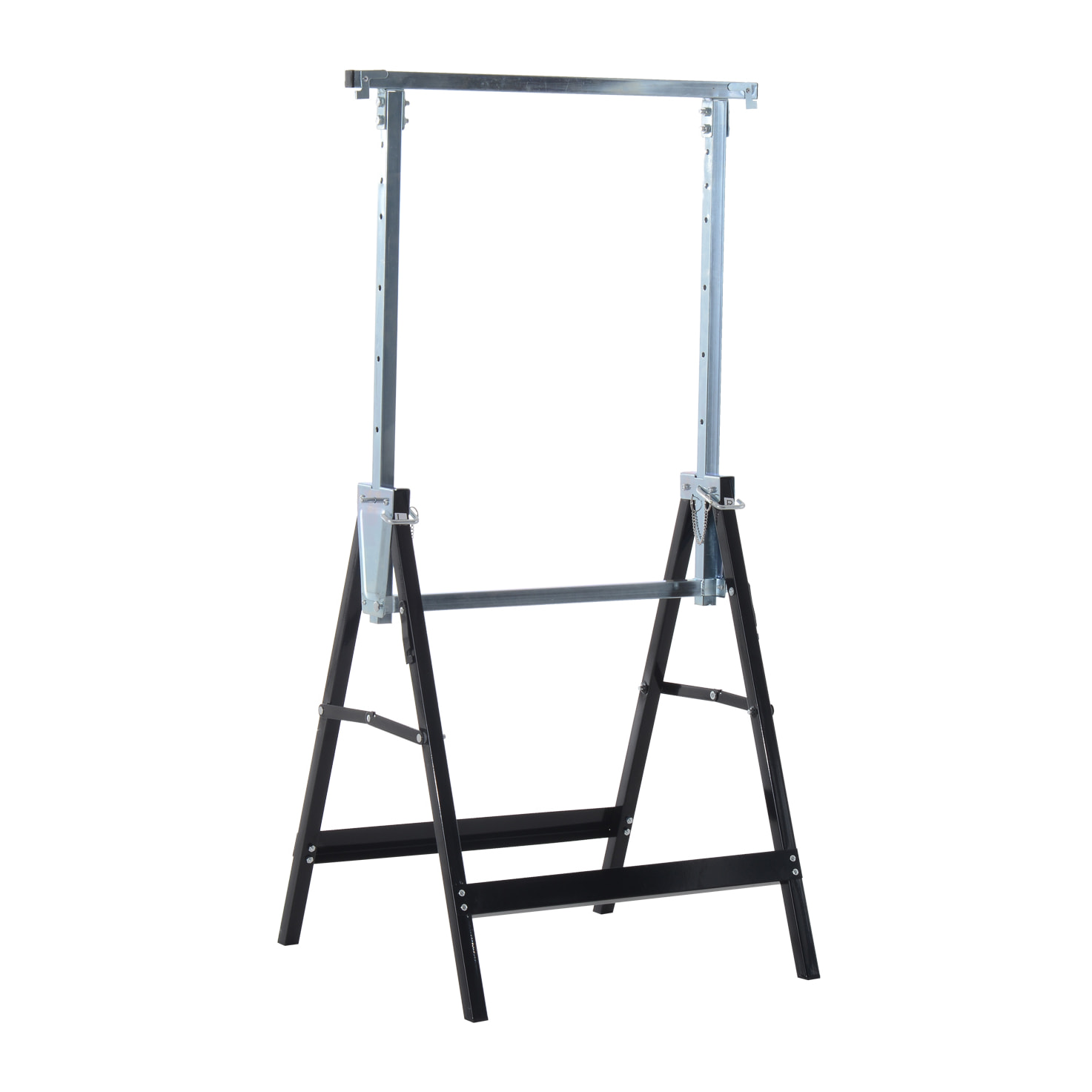 Lot de 2 tréteaux pliables télescopiques hauteur réglable 80-130 cm noir