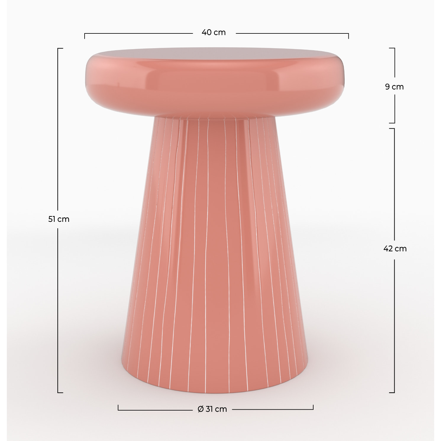 Table d'appoint ronde en métal rose D40 cm - Adélie