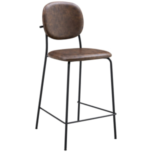 Lot de 2 tabourets de bar en simili marron EDMOND