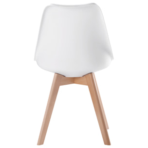 Lot de 4 chaises scandinaves NORA blanches avec coussin