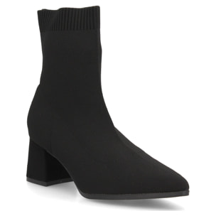 Botín mujer tacón ancho caña elástica punta fina elástico