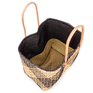 Zavattarello borsa a spalla donna. Realizzata in rafia e tessuto, con manici in pelle.