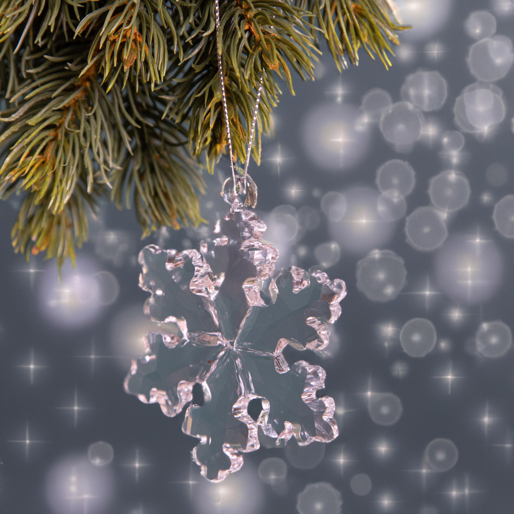 Fiocco di neve cristallo - Pezzi 4 - 6,5xH6,5x0,5cm - Bianchi Dino SpA