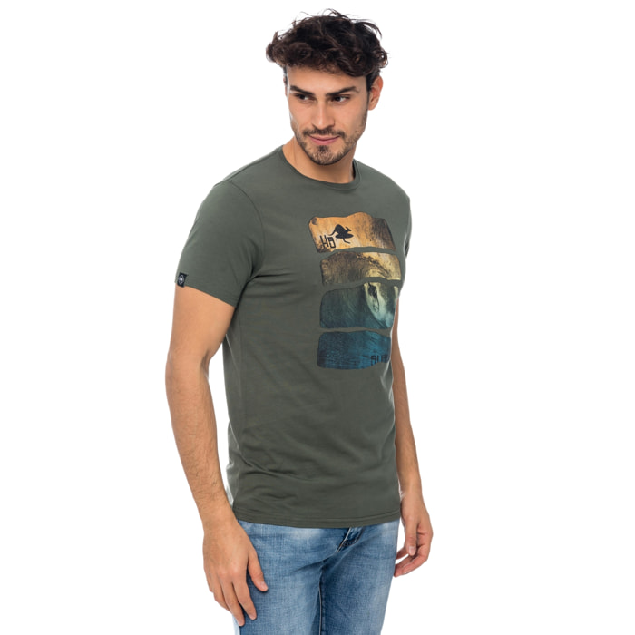 Camiseta de algodón 150 gr Hot Buttered Waves Color Verde Militar