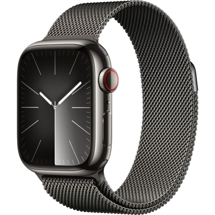 Montre connectée APPLE WATCH Serie 9 Cellular 41mm Acier/Graphite Milanais Graphite Loop