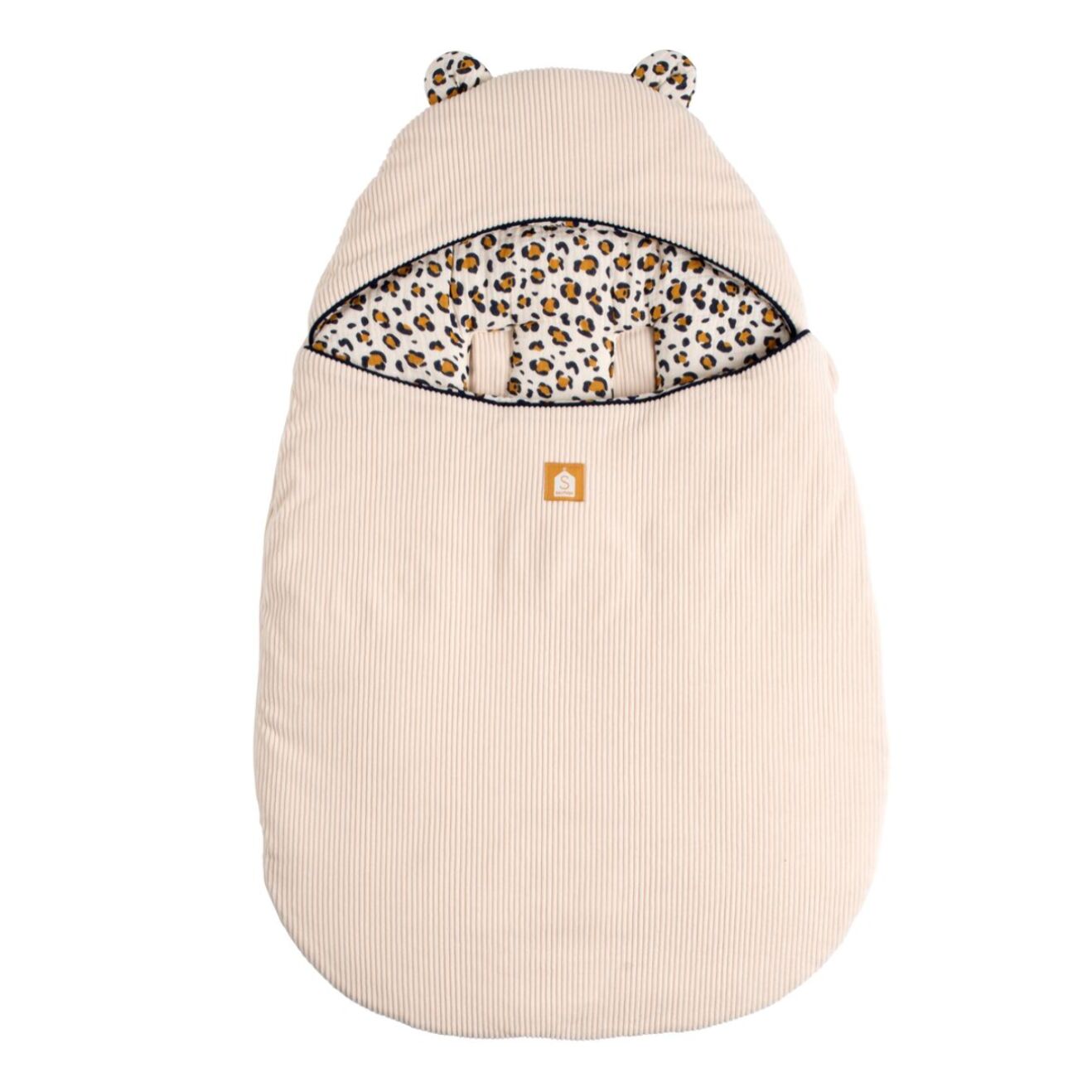 Nid d'ange bébé 5 attaches en velours côtelé et intérieur gaze de coton