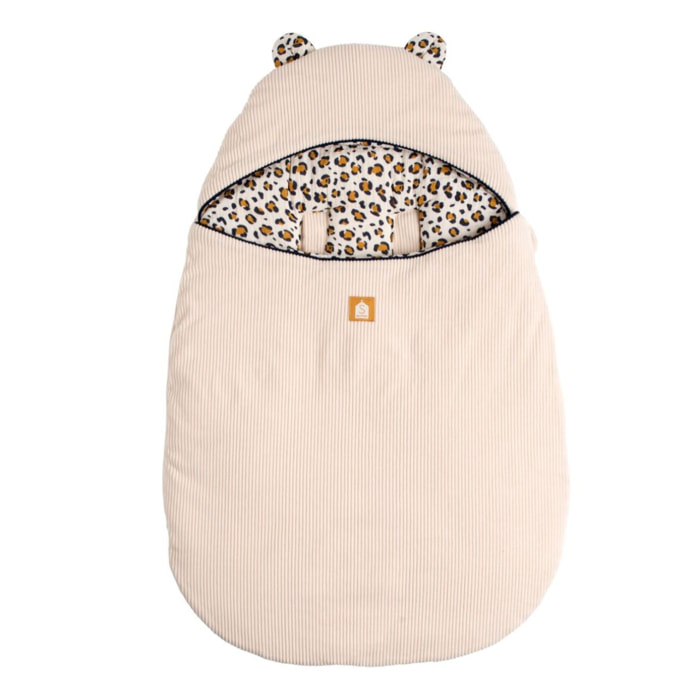 Nid d'ange bébé 5 attaches en velours côtelé et intérieur gaze de coton