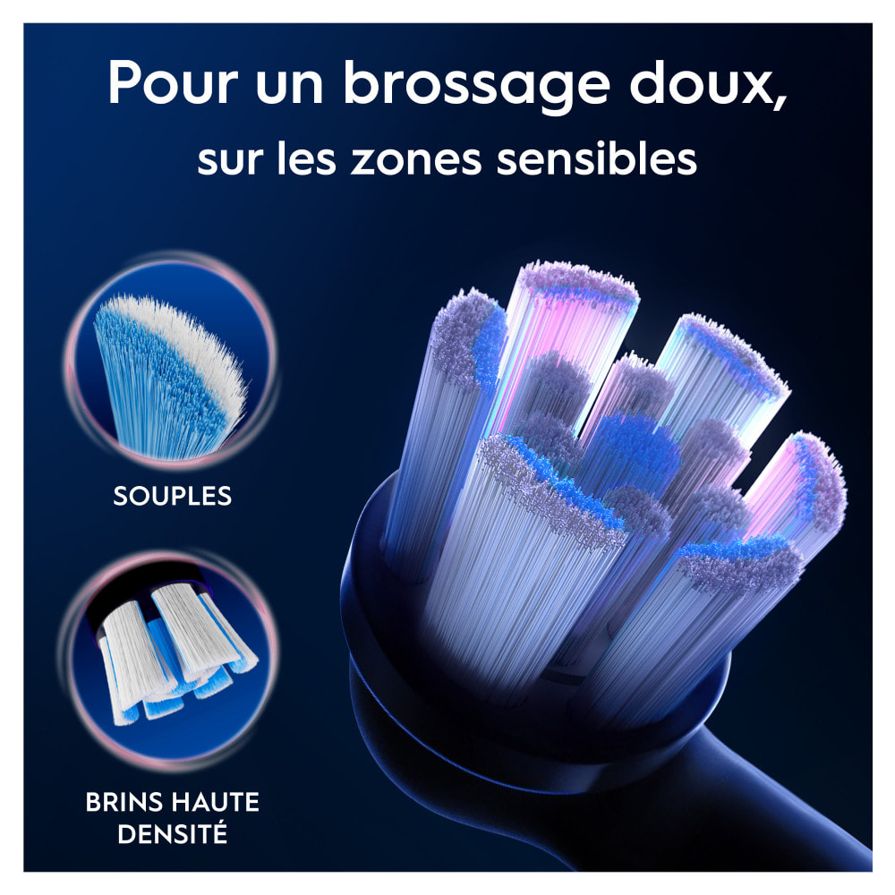 Oral-B Série iO Gentle Care Noir, Brossettes rondes de rechange Authentiques, Convient aux gencives sensibles, 6