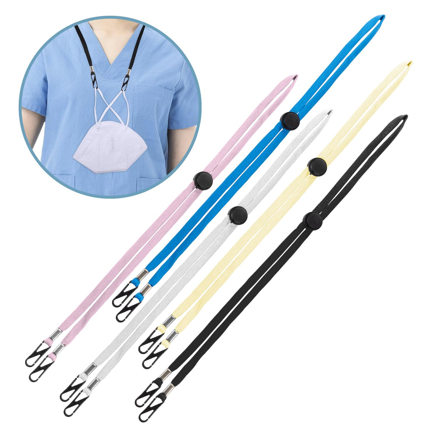 Lanyard cordón ajustable para mascarillas. Pack de 5 uds. en varios colores.