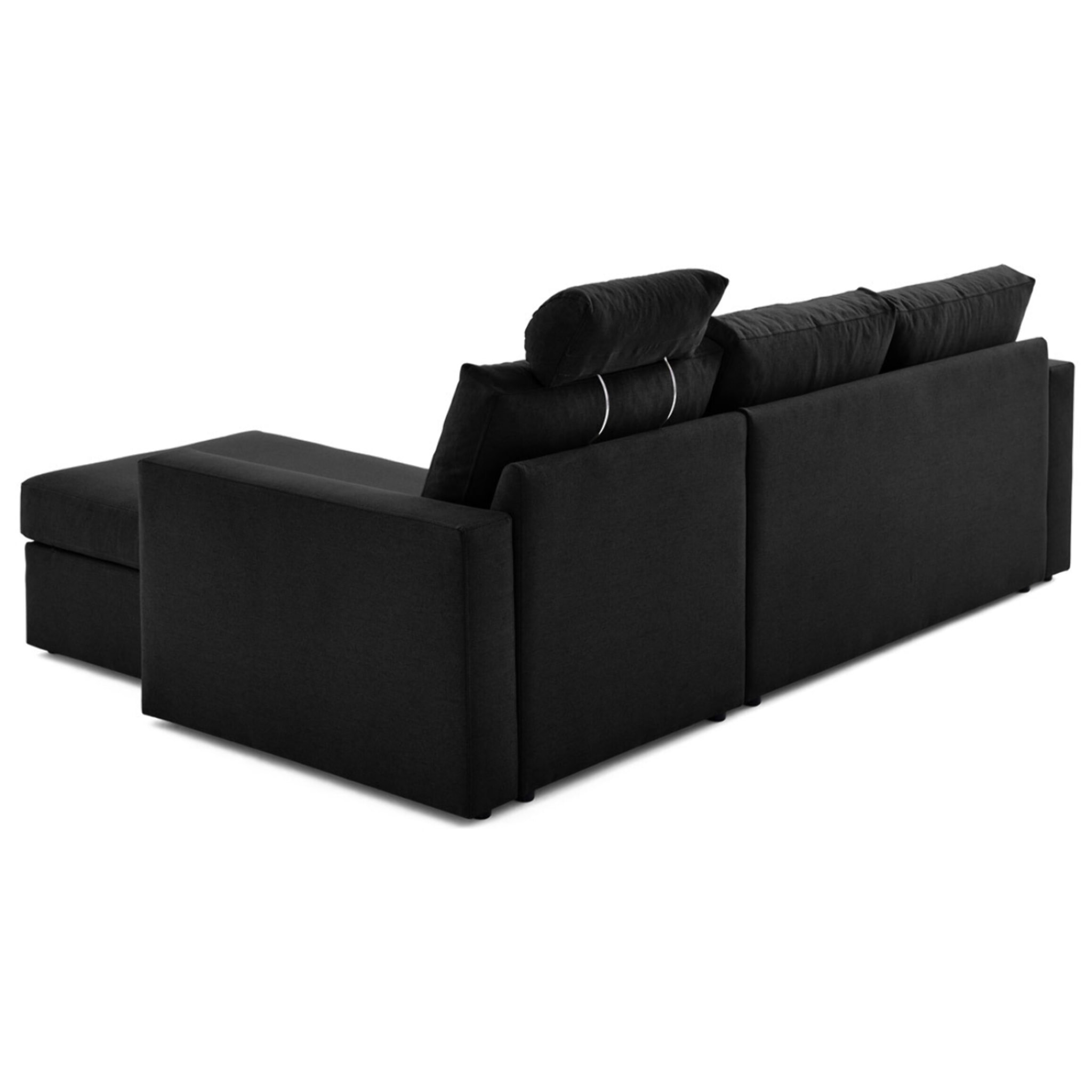 Barrie - canapé d'angle réversible 4 places avec têtière amovible en tissu - Noir