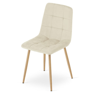 Set di 2 sedie Kara in velluto beige chiaro e gambe effetto legno