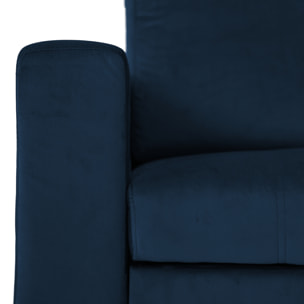 Canapé d'angle convertible JAMES 3 places en velours bleu