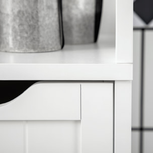 Armario Alto de Baño Estrecho con 3 Cajones y 2 Estantes Abiertos Columna de Baño Estilo Moderno para Salón Aseo Cocina 30x30x141,6 cm Blanco