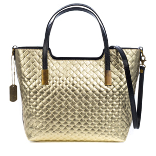 Agostina bolso tote mujer. Piel auténtica Gamuza con grabado entrelazado y lacada brillante.