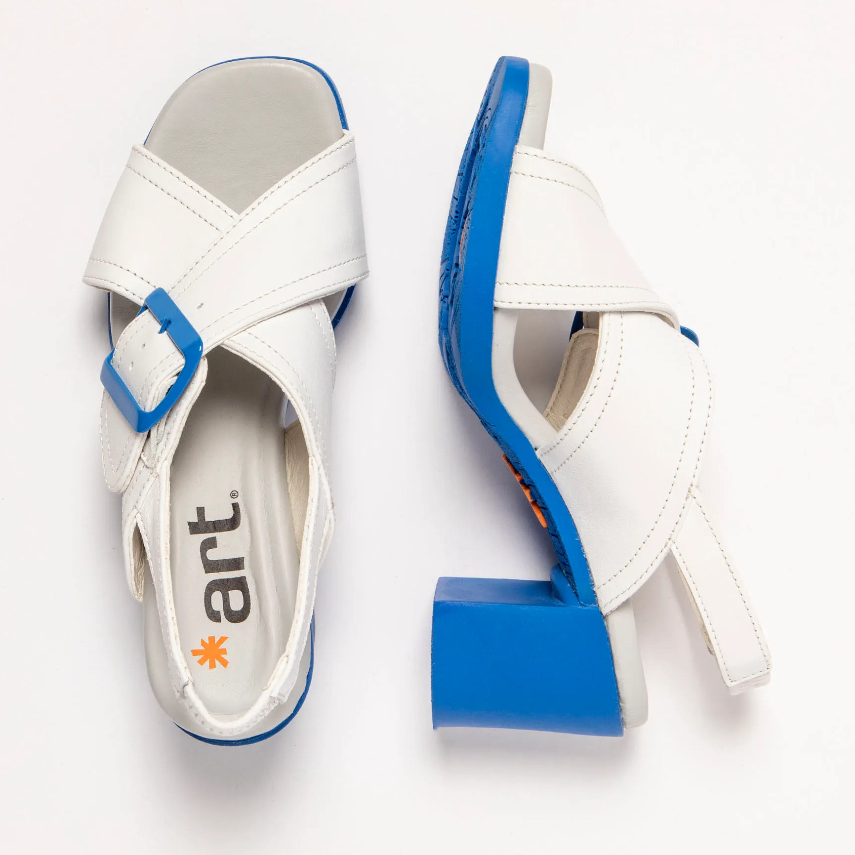 Sandalias con tacón 1845 NAPPA WHITE-BLUE/ CANNES color White-blue