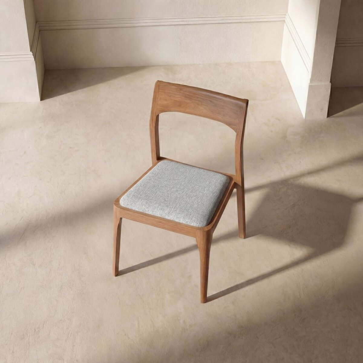 Chaise Nory -bois massif d'hévéa et tapisserie en tissu-couleur noyer 42 x 83 x 54 cm