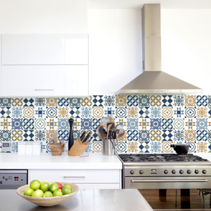 Stickers muraux - Sticker Mural Carrelage adhésif Cuisine Salle de Bain - 24 STICKERS CARRELAGES AZULEJOS HERVIA