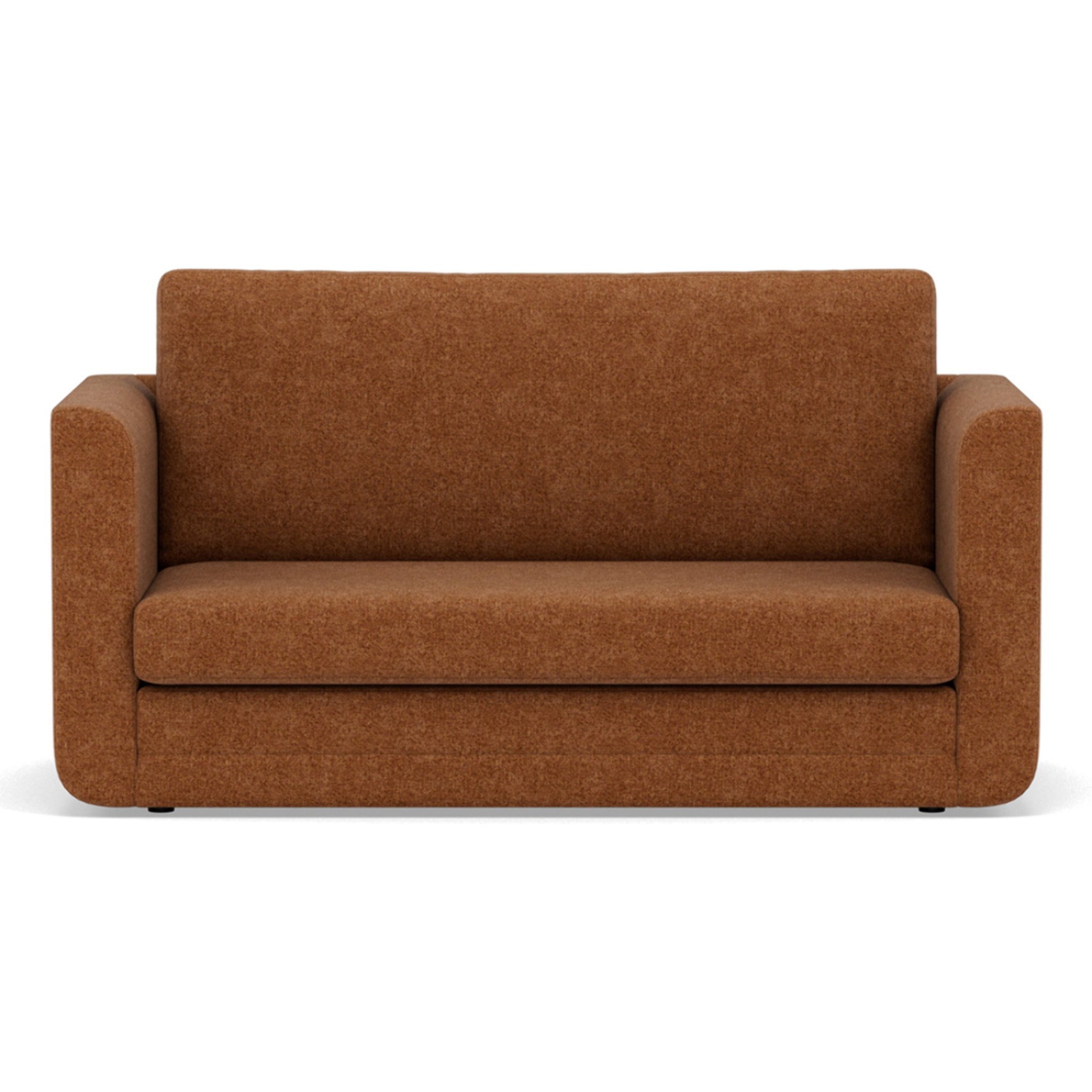 Isana - Canapé 2 places convertible déplimousse avec accoudoirs incurvés en tissu - Terracotta