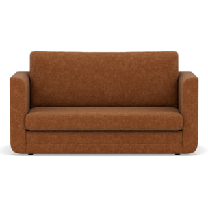 Isana - Canapé 2 places convertible déplimousse avec accoudoirs incurvés en tissu - Terracotta