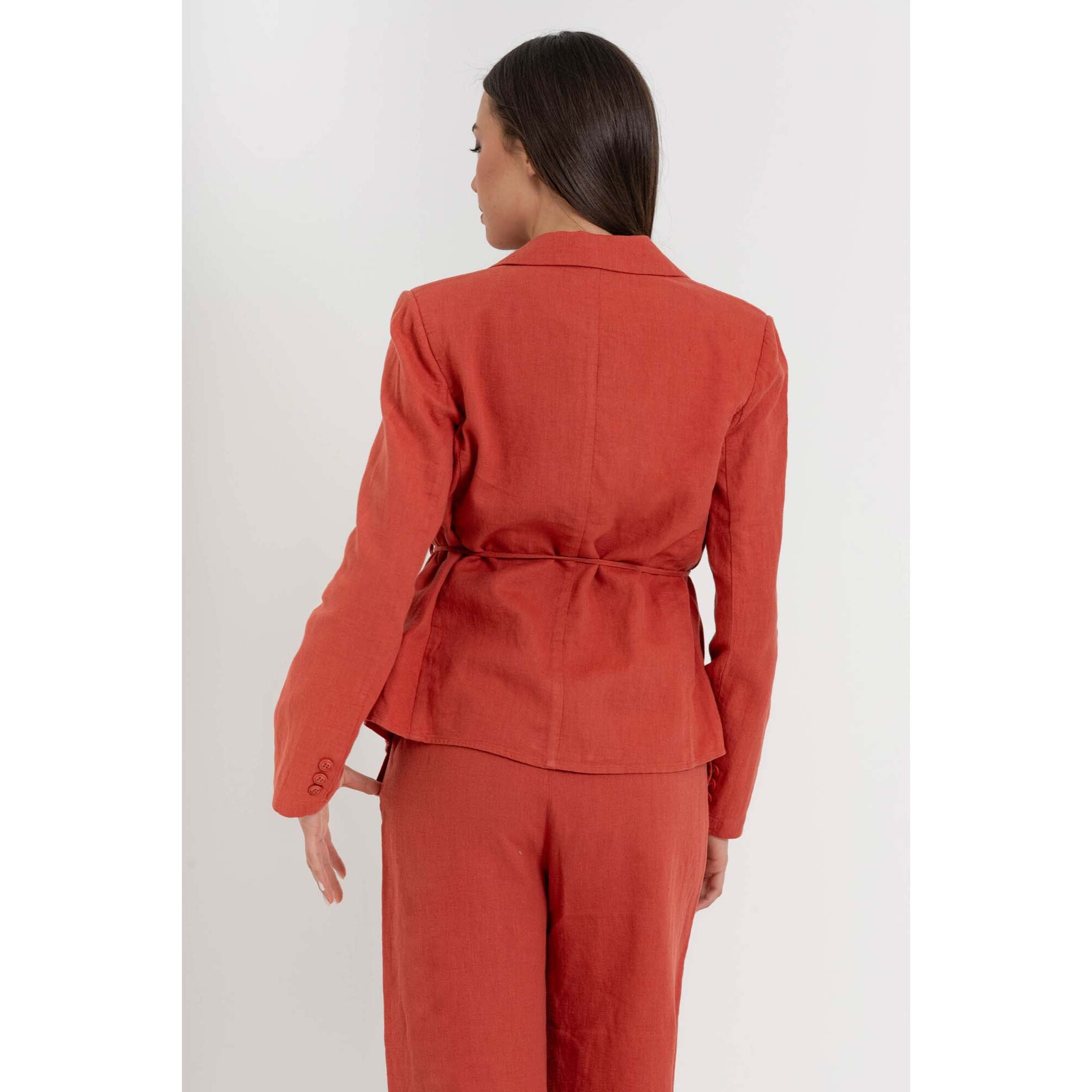 Kocca - Giacca blazer da donna in lino e cotone con cintura Donna