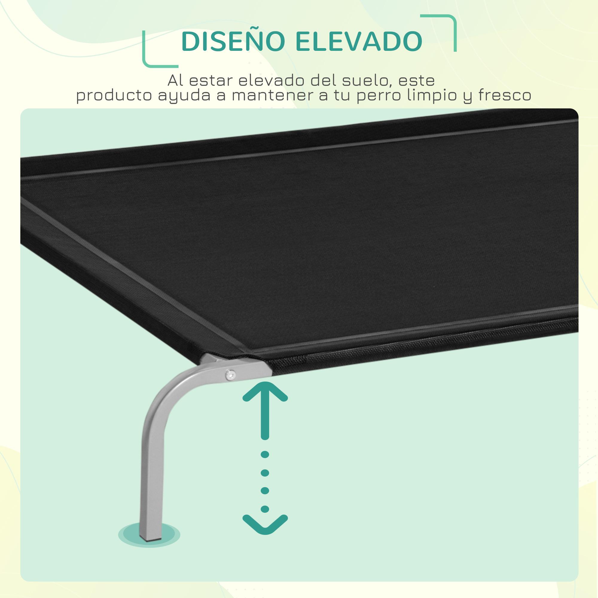 Cama Elevada para Perros Gatos Transpirable Cama Mascotas para Dormir Relajar con Marco de Acero para Interiores Exterior 130x90x20 cm Negro