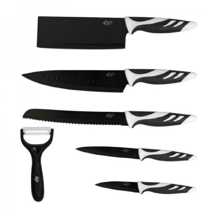 Couteaux Set de 6 couteaux Swiss noir Cecotec