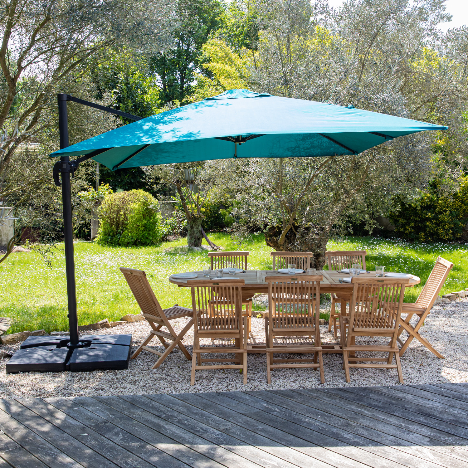 Parasol déporté MOLOKAI carré avec housse -