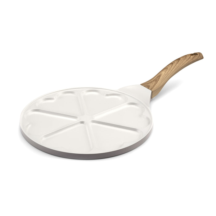 Mythic - Sartén de 6 corazones 25.7 cm con revestimiento cerámico blanco