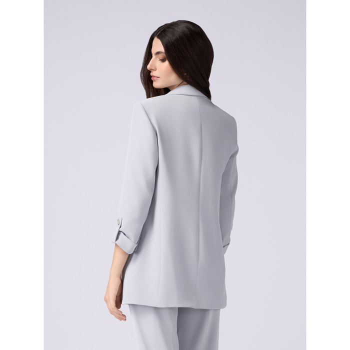 Oltre - Open blazer in fluid fabric - Gris