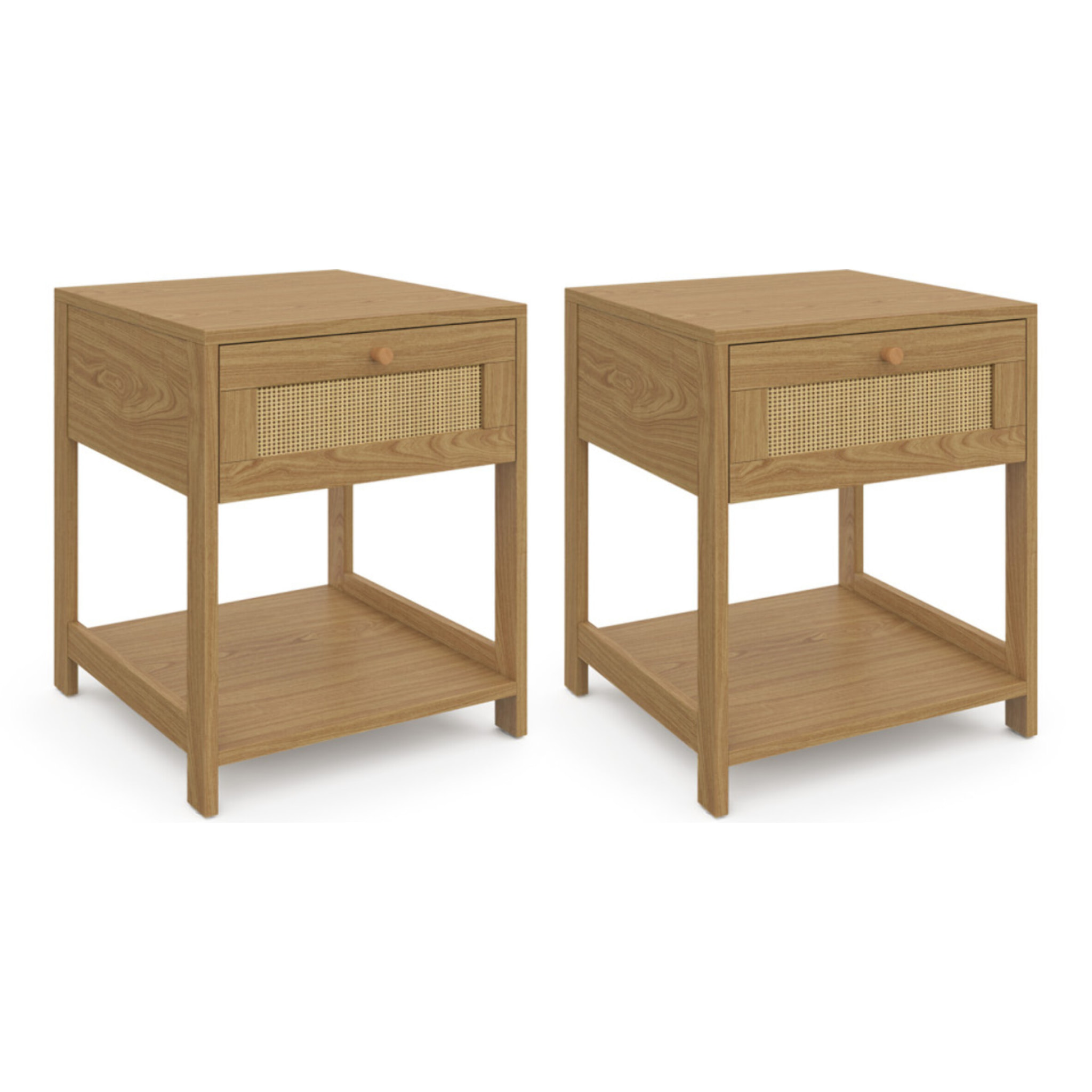 Tables de chevet Erin en cannage 1 tiroir - lot de 2